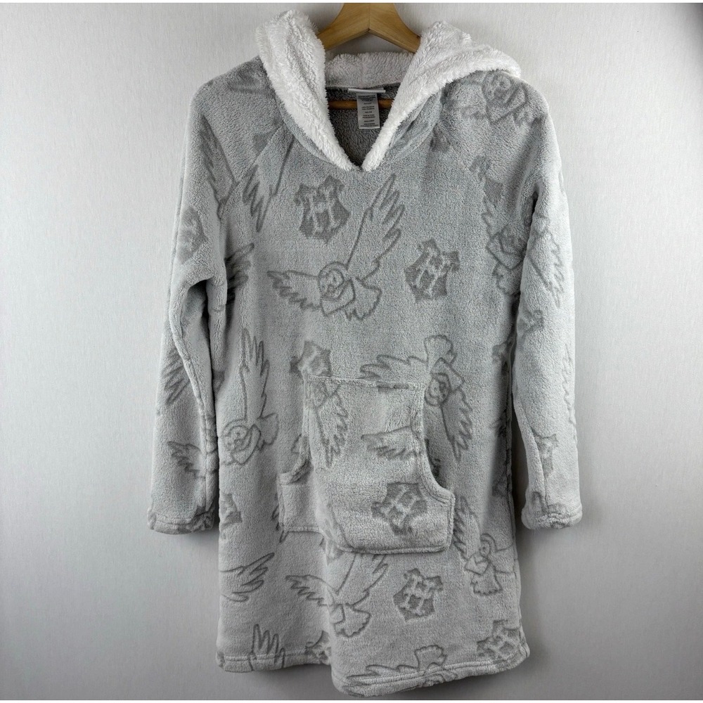 Harry Potter Wizarding World Fleece Pull Over Hoodie Robe Womens Small Gray